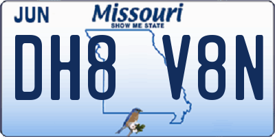 MO license plate DH8V8N