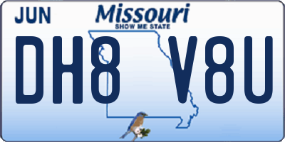 MO license plate DH8V8U