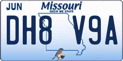 MO license plate DH8V9A