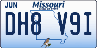 MO license plate DH8V9I