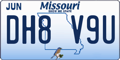 MO license plate DH8V9U