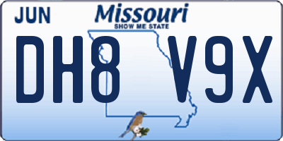 MO license plate DH8V9X