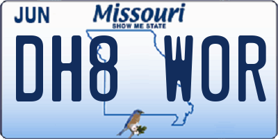 MO license plate DH8W0R