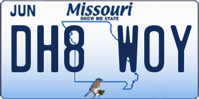 MO license plate DH8W0Y