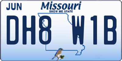 MO license plate DH8W1B