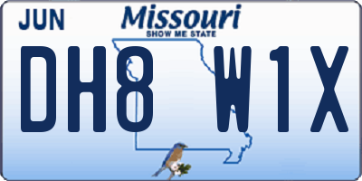 MO license plate DH8W1X