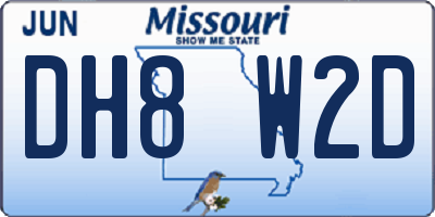 MO license plate DH8W2D