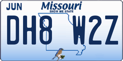 MO license plate DH8W2Z