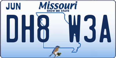 MO license plate DH8W3A