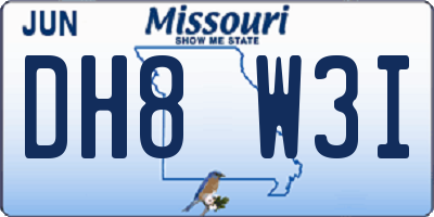 MO license plate DH8W3I