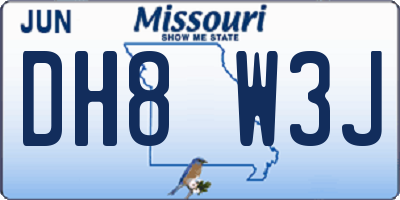MO license plate DH8W3J