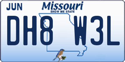 MO license plate DH8W3L