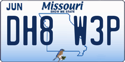 MO license plate DH8W3P