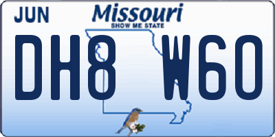MO license plate DH8W6O