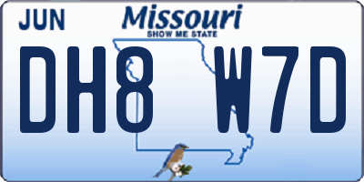 MO license plate DH8W7D