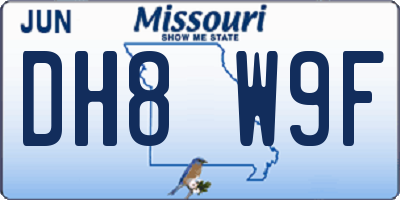 MO license plate DH8W9F