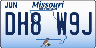 MO license plate DH8W9J