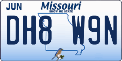 MO license plate DH8W9N
