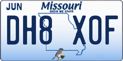 MO license plate DH8X0F