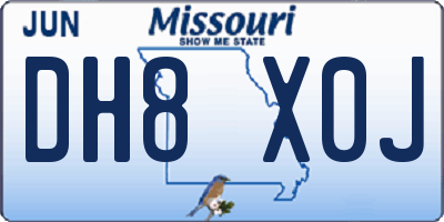 MO license plate DH8X0J