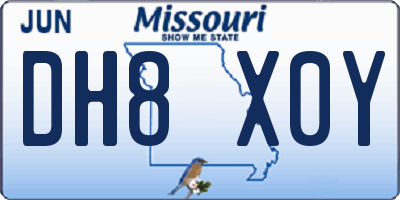 MO license plate DH8X0Y