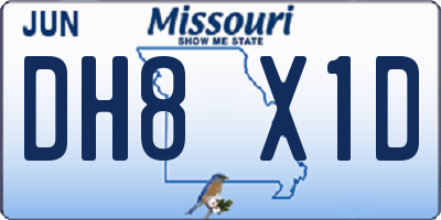 MO license plate DH8X1D
