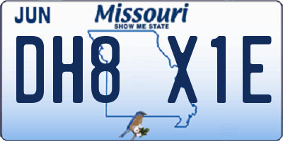 MO license plate DH8X1E