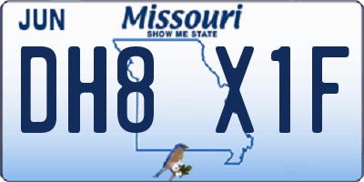 MO license plate DH8X1F
