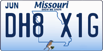MO license plate DH8X1G
