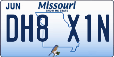 MO license plate DH8X1N
