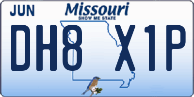 MO license plate DH8X1P