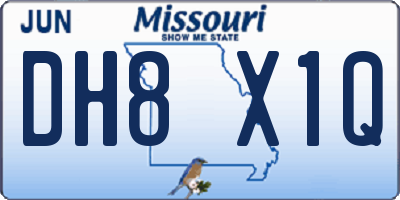 MO license plate DH8X1Q