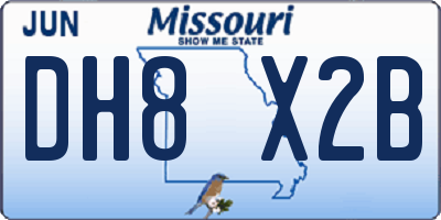 MO license plate DH8X2B