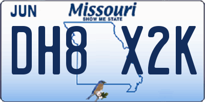 MO license plate DH8X2K
