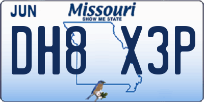 MO license plate DH8X3P