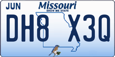 MO license plate DH8X3Q