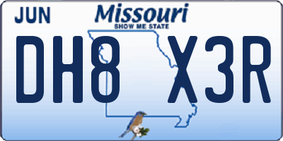 MO license plate DH8X3R