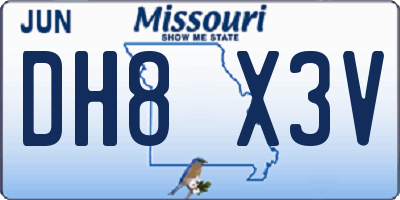 MO license plate DH8X3V