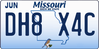 MO license plate DH8X4C