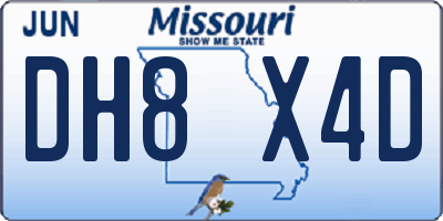 MO license plate DH8X4D