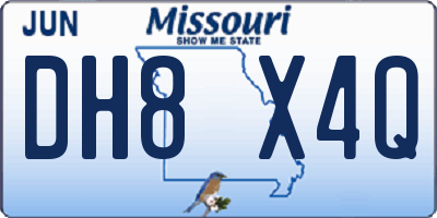 MO license plate DH8X4Q