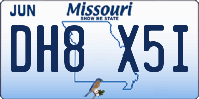 MO license plate DH8X5I