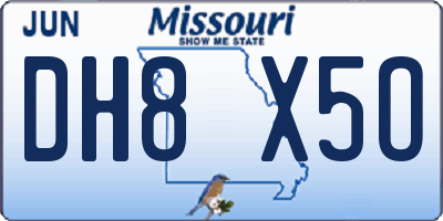 MO license plate DH8X5O