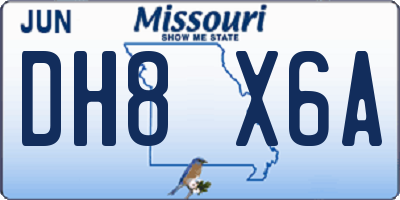 MO license plate DH8X6A