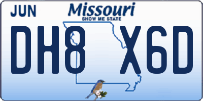 MO license plate DH8X6D