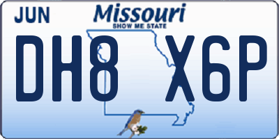 MO license plate DH8X6P