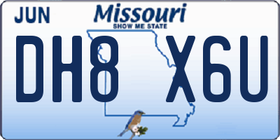MO license plate DH8X6U