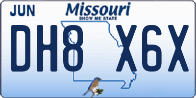 MO license plate DH8X6X