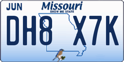 MO license plate DH8X7K