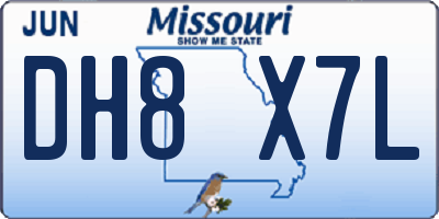 MO license plate DH8X7L